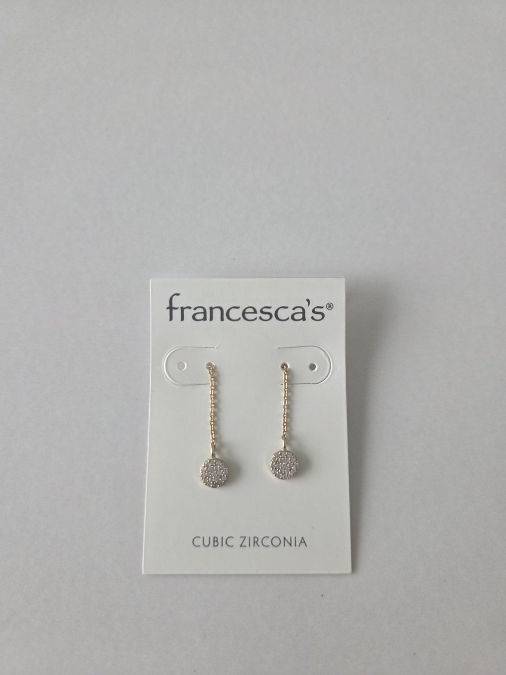 Francesca's Collections Gold Disc Drop Earrings with Cubic Zirconia